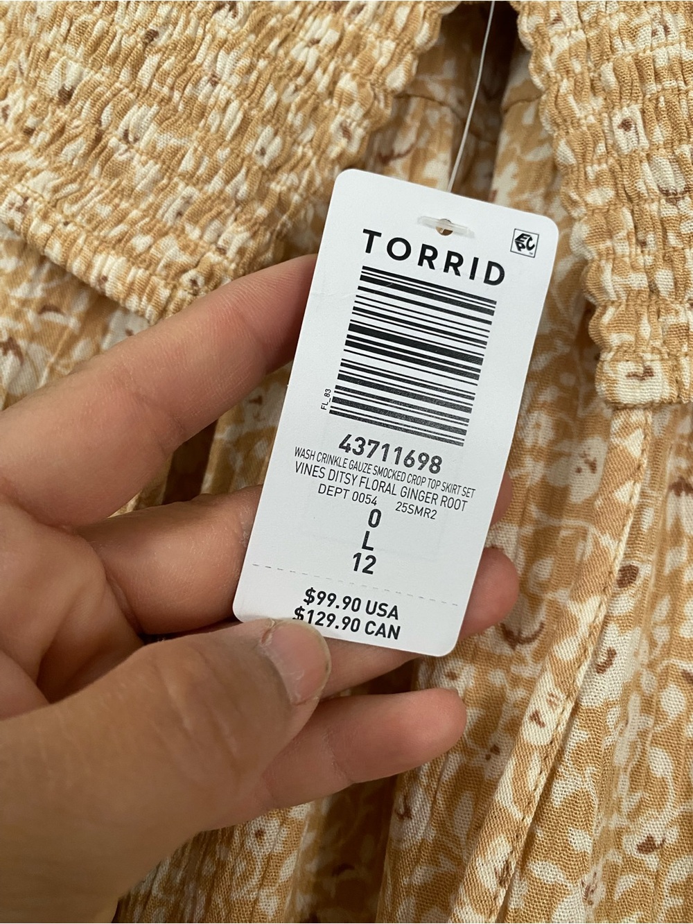 TORRID Cream Smocked Maxi Skirt Set NWT Size 0 - Picture 4 of 5